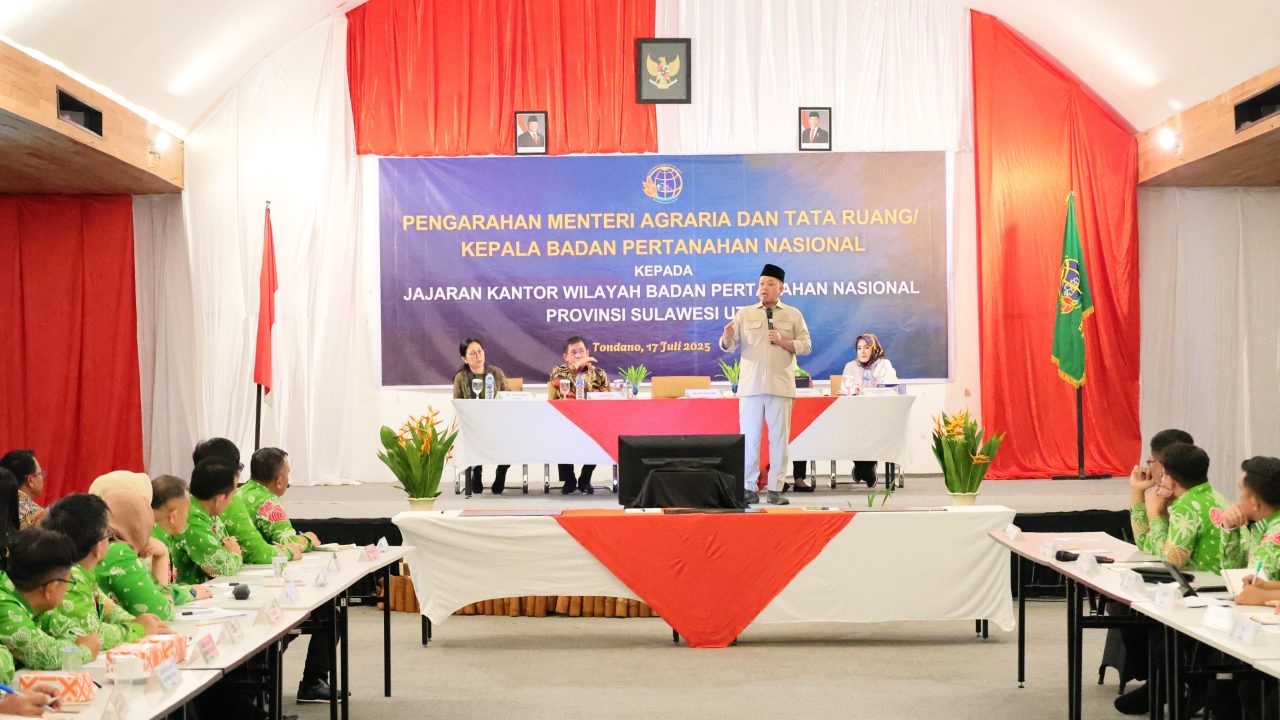 Hadapi Tiga Tantangan, Menteri Nusron Sampaikan Soal Penguatan Sistem dan SDM di Hadapan Jajaran Kanwil BPN Provinsi Sulut